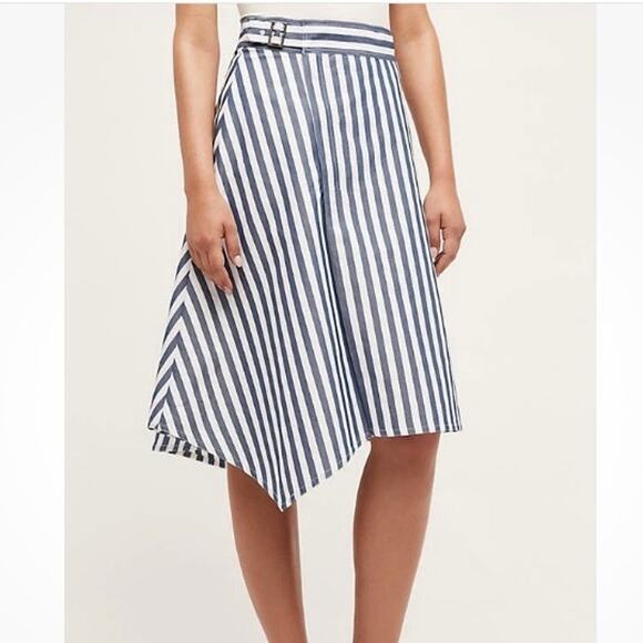Womens Anthropologie Maeve Sea Stripe Skirt Blue & White, Size 2 EUC! - Picture 1 of 5